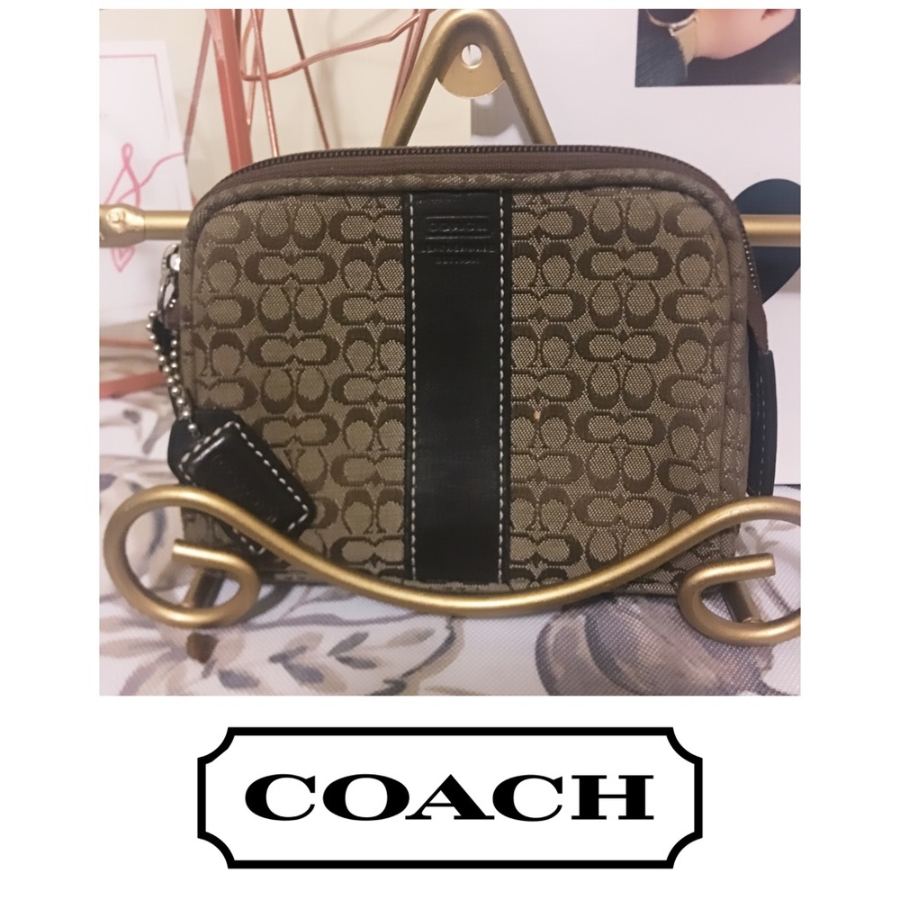 Coach Signature Legacy Stripe Cosmetic Bag